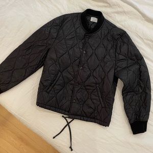SKU [Save Khaki] Men’s Black Quilted Bomber Jacket
